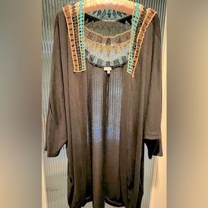 Black Lilly White Brand Top, Unique Bohemian Style!